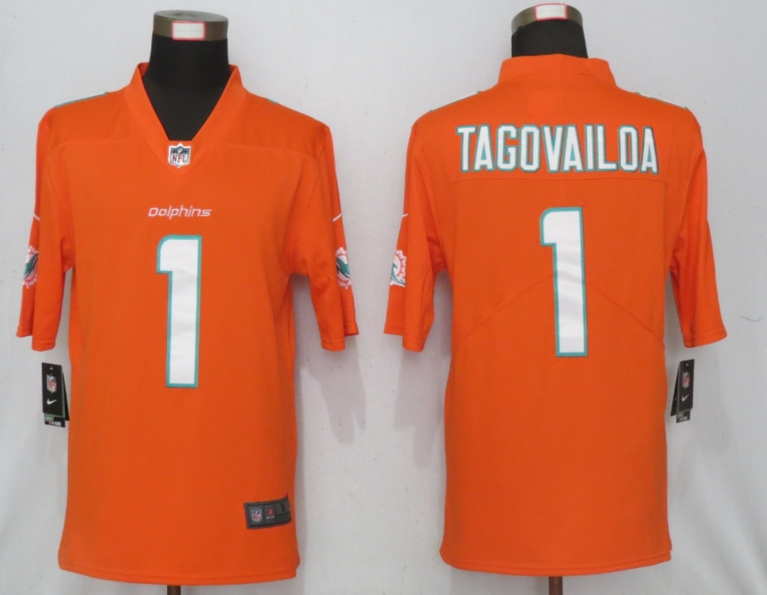 Men New Nike Miami Dolphins #1 Tagovailoa Orange 2020 Vapor Limited Jersey